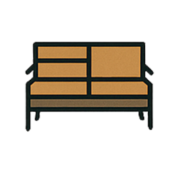 Découvrez notre icône de mobilier, illustrant un banc avec des planches de bois et des pieds. Cette icône représente