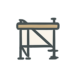 Explorez notre icône de plan A0, représentant une traceuse de plan avec un rouleau de papier et des guides de dessin. 