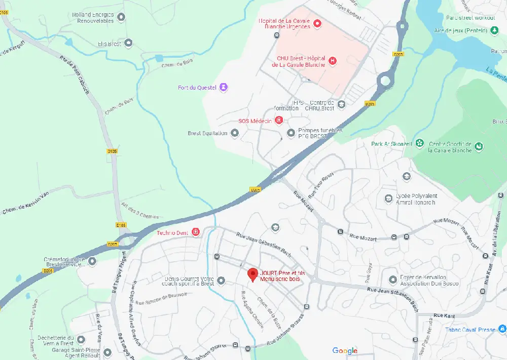 Plan d'accès atelier menuiserie JOURT Brest 29200
