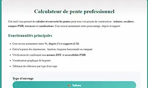 Calculateur de pente - Outil gratuit JOURT